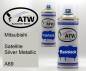 Preview: Mitsubishi, Satellite Silver Metallic, A69: 400ml Sprühdose + 400ml Klarlack - Set, von ATW Autoteile West.